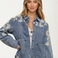 Relaxed Denim Jacket with Embroidered Floral Detailing