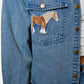 Light Wash Denim Jacket with Embroidered Horse Pockets