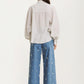 Blue Wide-Leg Pants with Mini Daisy Embroidery
