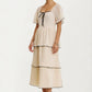 Tiered Flutter Sleeve Midi Dress with Tie Front
