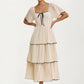 Tiered Flutter Sleeve Midi Dress with Tie Front