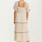 Tiered Flutter Sleeve Midi Dress with Tie Front