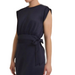 Navy Cap Sleeve Mini Dress with Waist Tie and Sleek Wrap Skirt