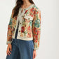 Floral Tapestry Button Front Cropped Jacket With Long Sleeves