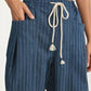 Striped Drawstring Denim Pants with Relaxed Straight Fit