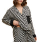Checkerboard Print Button-Up Shirt and Shorts Pajama Set
