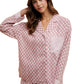 Pink Checkerboard Button-Up Shirt and Shorts Pajama Set