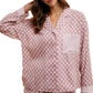 Pink Checkerboard Button-Up Shirt and Shorts Pajama Set