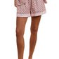 Pink Checkerboard Button-Up Shirt and Shorts Pajama Set