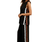 Black Wide-Leg Pant and Sleeveless Top Set with Wave Trim