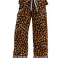Leopard Print Pajama Set with Striped Trim