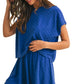 Textured Royal Blue Lounge Set with Striped Waistband