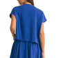 Textured Royal Blue Lounge Set with Striped Waistband