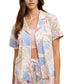 Pastel Floral Patchwork Pajama Set with Pink Piping