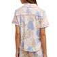Pastel Floral Patchwork Pajama Set with Pink Piping