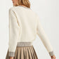 Knit Sweater with Textured Bow Embroidery and Striped Trim