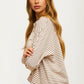 Striped Long Sleeve Waffle Knit Pullover Top