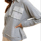 Striped Button Top With Patch Pockets And Contrast Yoke Panel