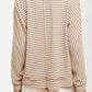 Striped Long Sleeve Waffle Knit Pullover Top
