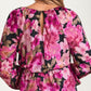 Long Sleeve V-Neck Floral Wrap Peplum Blouse