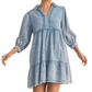Light Blue Wave Knit Tiered Collared Pocket Mini Dress
