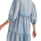 Light Blue Wave Knit Tiered Collared Pocket Mini Dress