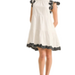 White Tiered Mini Dress with Black Print Scallop Trim