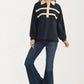 Contrast Trim Collared Pullover Top