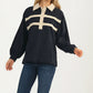Contrast Trim Collared Pullover Top