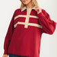 Contrast Trim Collared Pullover Top