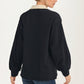 Contrast Trim Collared Pullover Top