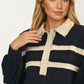 Contrast Trim Collared Pullover Top
