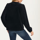 Embroidered Velvet Blouse with Tie Neck and Long Sleeves