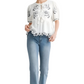 White Embroidered Puff Sleeve Bow Blouse