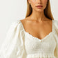 White Eyelet Puff Sleeve Maxi Dress with Smocked Bodice