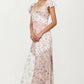 Flutter Sleeve Maxi Dress with Patchwork Design