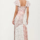 Flutter Sleeve Maxi Dress with Patchwork Design