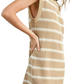 Beige and White Striped Sleeveless Knit Mini Dress