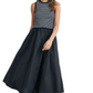 Black and White Striped Knit Top Woven Skirt Sleeveless Maxi Dress