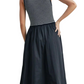 Black and White Striped Knit Top Woven Skirt Sleeveless Maxi Dress