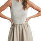 Sleeveless Beige Maxi Dress with Textured Knit Bodice