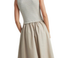 Sleeveless Beige Maxi Dress with Textured Knit Bodice