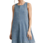 Sleeveless Denim Mini Dress with Textured Vertical Stripe Design
