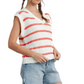 White and Red Striped Sleeveless V-Neck Knit Sweater Vest