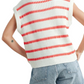 White and Red Striped Sleeveless V-Neck Knit Sweater Vest