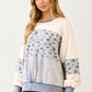 Floral Patchwork Crewneck Sweatshirt with Contrast Panels