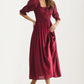 Smocked Bodice Puff Sleeve Maxi Dress with Flowing Skirt