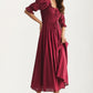 Smocked Bodice Puff Sleeve Maxi Dress with Flowing Skirt