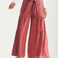 Wide-Leg Pants with Tie-Front Waist and Patch Pockets