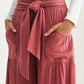 Wide-Leg Pants with Tie-Front Waist and Patch Pockets